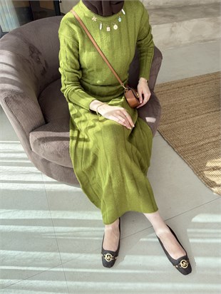 Kanyon Angora Elbise Yeşil