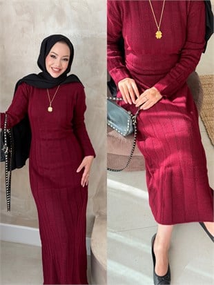 Kanyon Angora Elbise Bordo