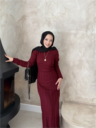 Kanyon Angora Elbise Bordo