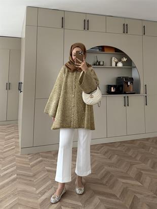 Kapüşonlu Simli Hırka Gold