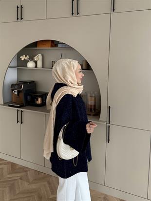 Kapüşonlu Simli Hırka Lacivert