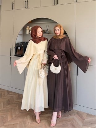 Karaf Pelerinli Elbise Acı Kahve (8054)