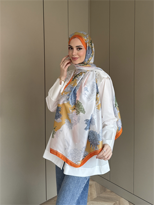 Karanfil Desen Şal Turuncu (095)