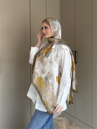 Karanfil Desen Şal Vizon (095)