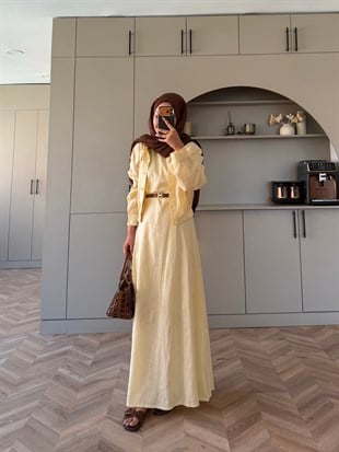 Karya Ceketki Keten Elbise Butteryellow (4539)