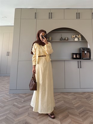 Karya Ceketki Keten Elbise Butteryellow (4539)