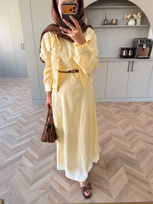 Karya Ceketki Keten Elbise Butteryellow (4539)