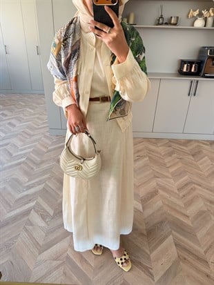 Karya Ceketli Keten Elbise Bej (4539)