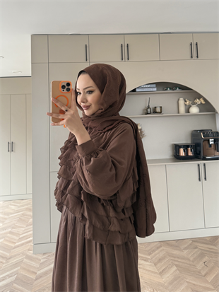 Kave Fırfırlı Etekli Takım Kahverengi (5711)