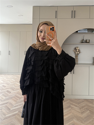 Kave Fırfırlı Etekli Takım Siyah (5711)