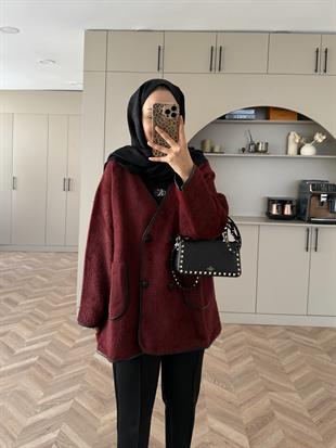 Keira Angora Biyeli Hırka/Ceket Bordo