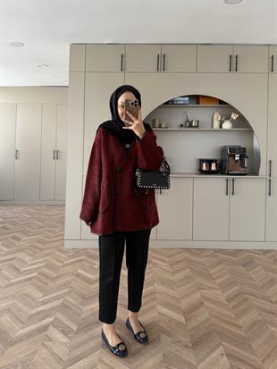 Keira Angora Biyeli Hırka/Ceket Bordo