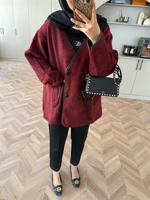 Keira Angora Biyeli Hırka/Ceket Bordo
