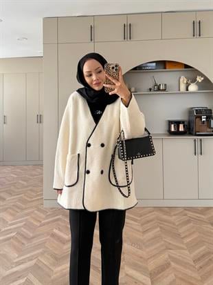 Keira Angora Biyeli Hırka/Ceket Ekru