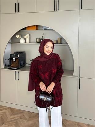 Kelebek Simli Kazak Bordo