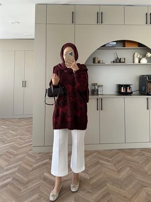 Kelebek Simli Kazak Bordo