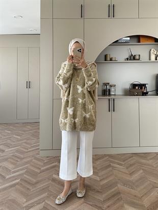 Kelebek Simli Kazak Ekru