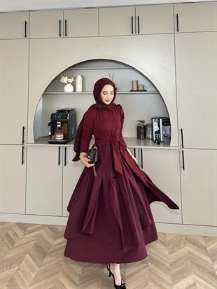 Kendal Paraşüt Elbise Bordo