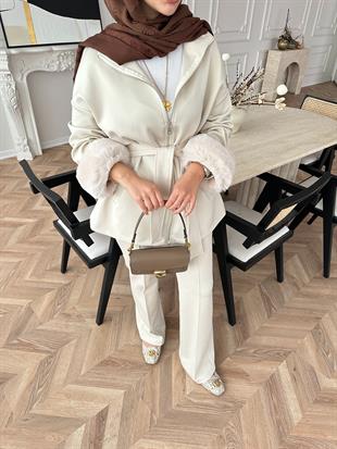 (ÖNSİPARİŞ) Ketty Kürklü Scuba Takım Bej