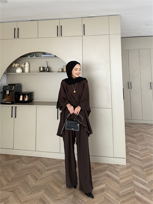 Kevin Yarasa Kol Pantolonlu Takım Acı Kahve (2024)