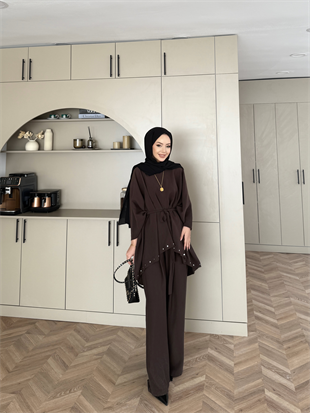 Kevin Yarasa Kol Pantolonlu Takım Acı Kahve (2024)