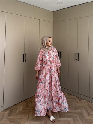 Kiraz Pamuk Vual Elbise Kiremit