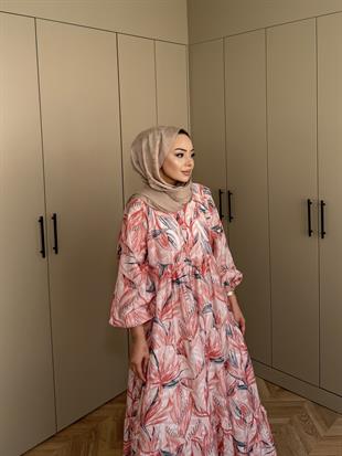 Kiraz Pamuk Vual Elbise Kiremit