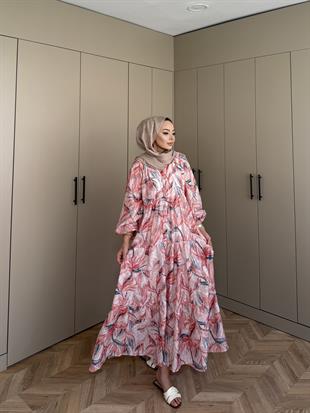 Kiraz Pamuk Vual Elbise Kiremit