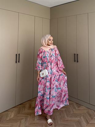 Kiraz Pamuk Vual Elbise Pembe