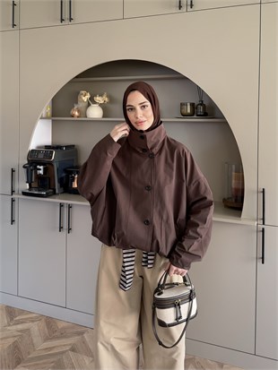Kıta Düğmeli Bomber Ceket Kahve (4569)