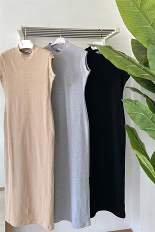 Sleeveless Basic Underwear Dress Black