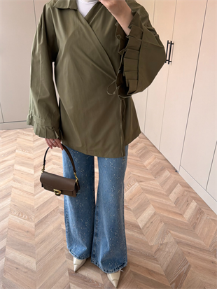 Kolu Pileli Kruvaze Gömlek Haki (2301)