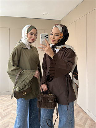 Kolu Pileli Kruvaze Gömlek Haki (2301)