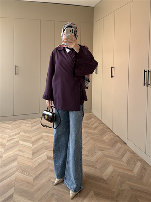 Kolu Pileli Kruvaze Gömlek Mürdüm (2301)