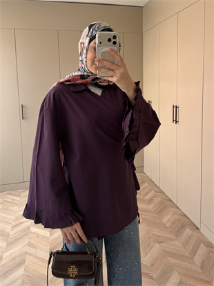 Kolu Pileli Kruvaze Gömlek Mürdüm (2301)