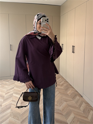 Kolu Pileli Kruvaze Gömlek Mürdüm (2301)