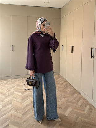 Kolu Pileli Kruvaze Gömlek Mürdüm (2301)