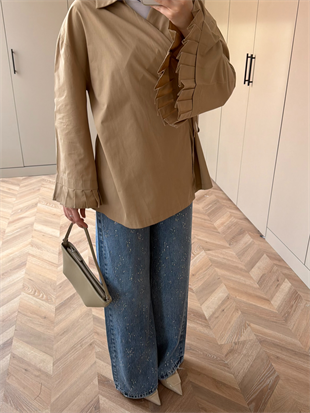 Kolu Pileli Bağlamalı Gömlek Vizon (2301)