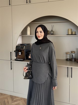 Krujeva Piliseli Elbise Antrasit (8033)