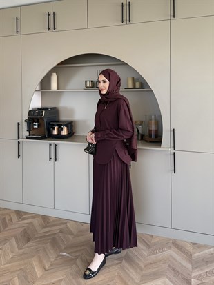 Krujeva Piliseli Elbise Mürdüm (8033)