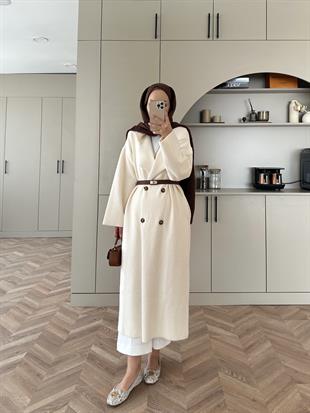 Kruvaze Angora Hırka Bej