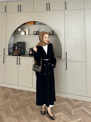 Kruvaze Angora Hırka Siyah