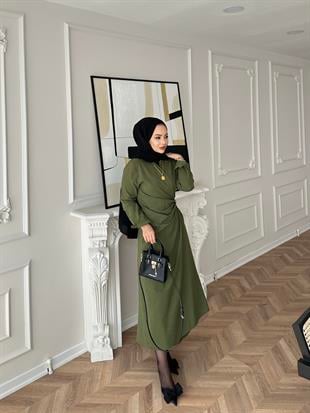 Kumsal Keten Elbise Yeşil