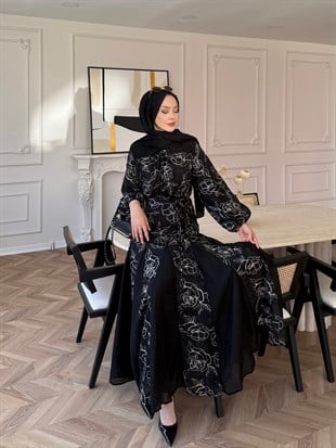 Kyato İthal Tül Elbise Siyah (5777)