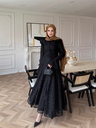 Lace Dantel Elbise Siyah (5772) 