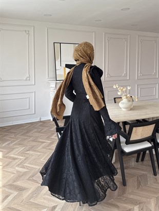 Lace Dantel Elbise Siyah (5772) 