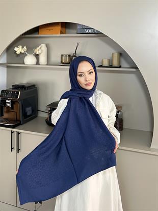 Lacivert Zincir Desen Naia Şal 