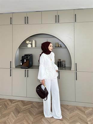 Laide Pantolonlu Takım İndigo