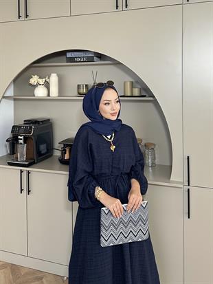 Lamina Elbise Lacivert