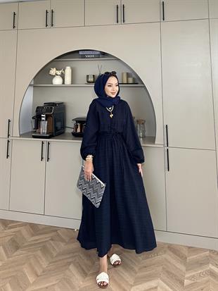 Lamina Elbise Lacivert